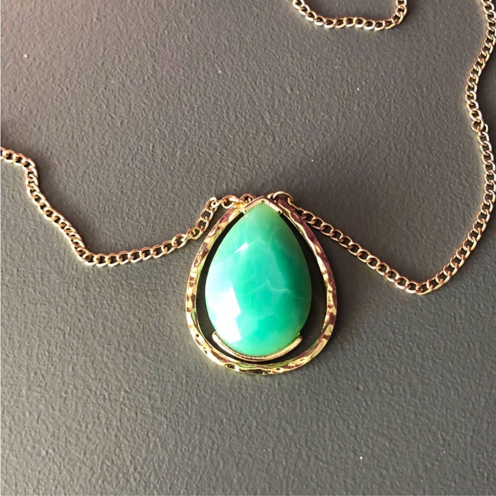 Elegant Adjustable Teal Teardrop Necklace